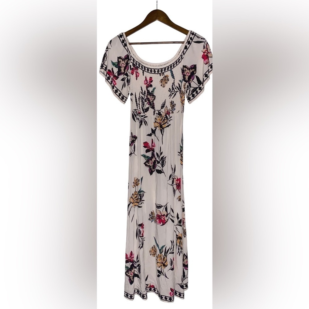 Jealous Tomato Dress M White Off The Shoulder Maxi Lined Floral Peasant Coquette